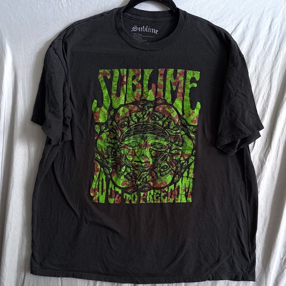 Sublime T-Shirt XXL Black 40 Oz to Freedom Band Tee Ska Punk Graphic Cotton